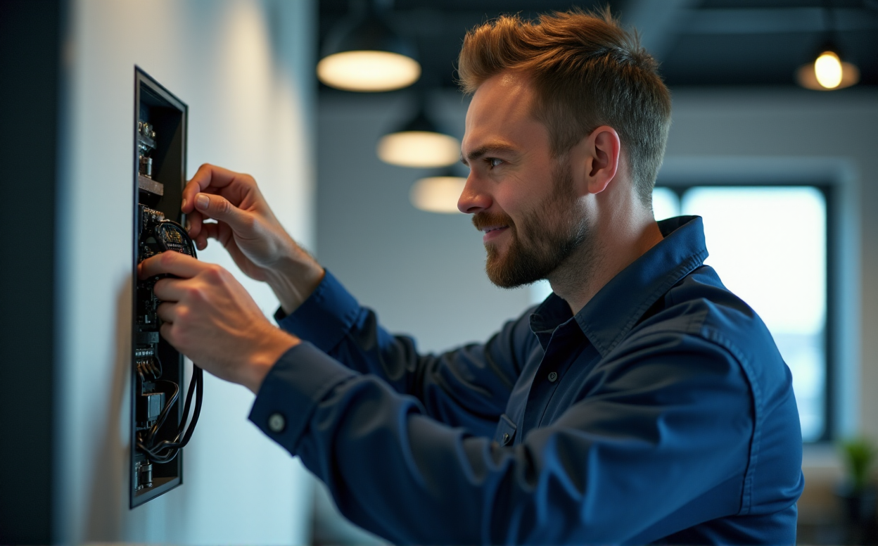 Electrician performing safety inspection